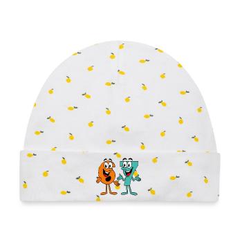 Six Seven Cartoon - Baby Premium Organic Mütze - Weiß/Zitronengelb - Vorne