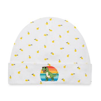Trex Tyrannosaurus Rex T-Rex Dino Dinosaurier - Baby Premium Organic Mütze - Weiß/Zitronengelb - Vorne
