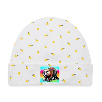Bieber - Baby Premium Organic Mütze - Weiß/Zitronengelb - Vorne