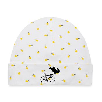 Fahrrad Radeln Hase - Baby Premium Organic Mütze - Weiß/Zitronengelb - Vorne