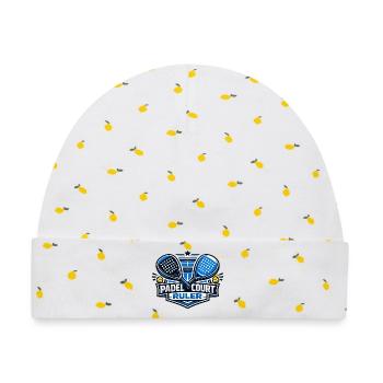 Padel Court Ruler Logo - Baby Premium Organic Mütze - Weiß/Zitronengelb - Vorne
