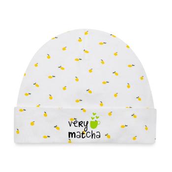 VeryMatcha - Baby Premium Organic Mütze - Weiß/Zitronengelb - Vorne