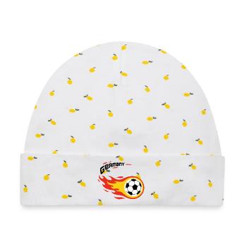 Fußball Fanshirt Deutschland Germany Komet - Baby Premium Organic Mütze - Weiß/Zitronengelb - Vorne