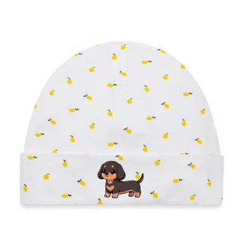 Kawaii Dachshund Geschenk Geburtstag Geburt Baby - Baby Premium Organic Mütze - Weiß/Zitronengelb - Vorne