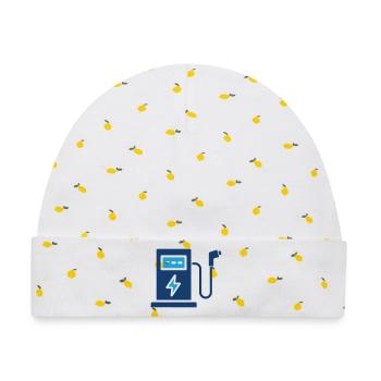 EV-Ladestation Solid Icon Elektrofahrzeug Si - Baby Premium Organic Mütze - Weiß/Zitronengelb - Vorne