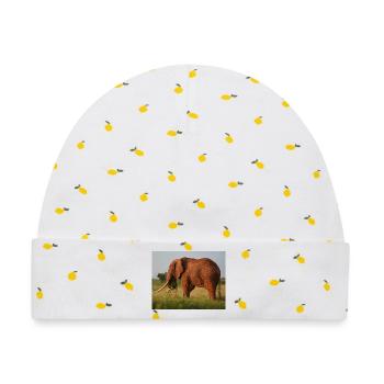 Elefant auf Savanne - Baby Premium Organic Mütze - Weiß/Zitronengelb - Vorne