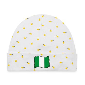Nigeria Flag Graphic Druck - Baby Premium Organic Mütze - Weiß/Zitronengelb - Vorne