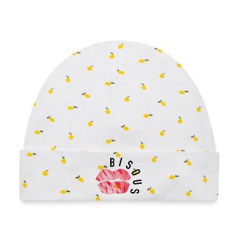 Küsse – Minimalistische Popkunst - Baby Premium Organic Mütze - Weiß/Zitronengelb - Vorne