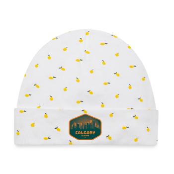 Calgary Skyline Nacht - Baby Premium Organic Mütze - Weiß/Zitronengelb - Vorne
