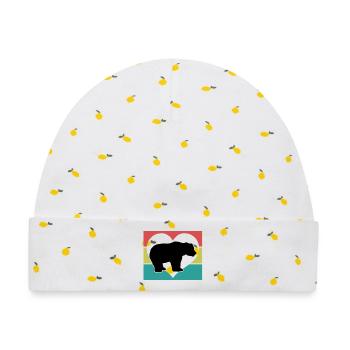 Bär Herz Retro-Style - Baby Premium Organic Mütze - Weiß/Zitronengelb - Vorne
