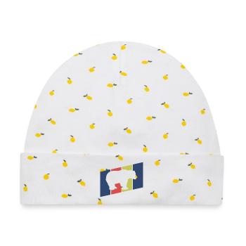 Bär Silhouette Retro Style - Baby Premium Organic Mütze - Weiß/Zitronengelb - Vorne
