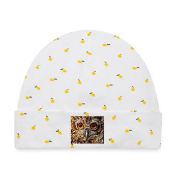 Wise Owl - Baby Premium Organic Mütze - Weiß/Zitronengelb - Vorne