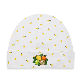 Citrus Cluster – Sunny Picnic Vibes - Baby Premium Organic Mütze - Weiß/Zitronengelb - Vorne