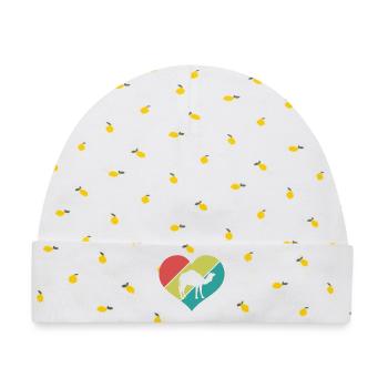 Kamel Herz Retro Look - Baby Premium Organic Mütze - Weiß/Zitronengelb - Vorne
