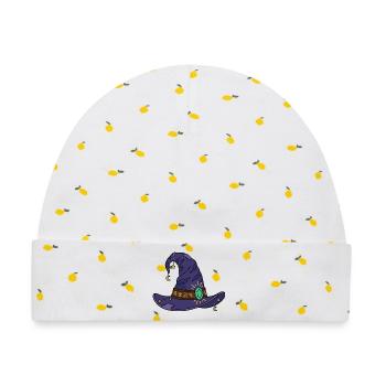 Vintage-Hexenhut-Halloween-Gruselsaison - Baby Premium Organic Mütze - Weiß/Zitronengelb - Vorne