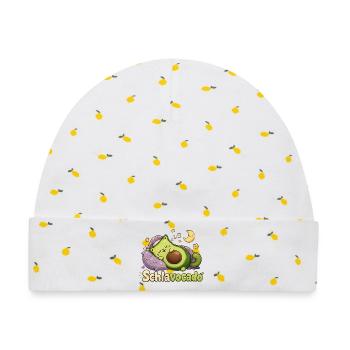 Schlavocado Schlaf-Träumerei - Baby Premium Organic Mütze - Weiß/Zitronengelb - Vorne