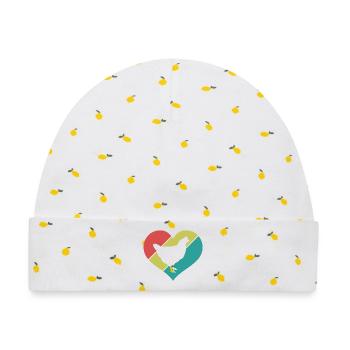 Huhn Herz Silhouette Retro - Baby Premium Organic Mütze - Weiß/Zitronengelb - Vorne