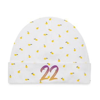 22 - Baby Premium Organic Mütze - Weiß/Zitronengelb - Vorne