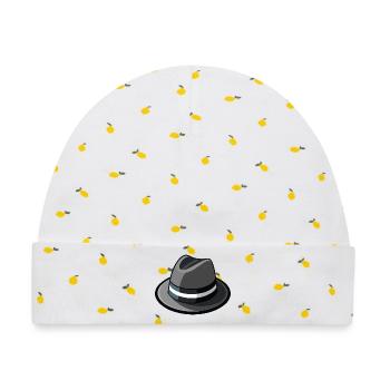 Gangster-Hut-Fedora - Baby Premium Organic Mütze - Weiß/Zitronengelb - Vorne