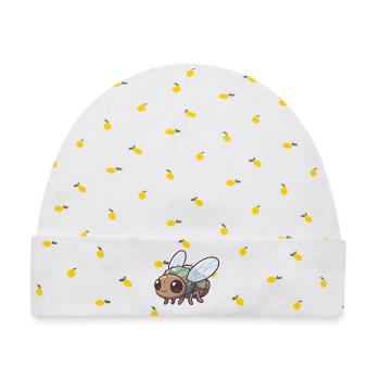 Fliege - Baby Premium Organic Mütze - Weiß/Zitronengelb - Vorne