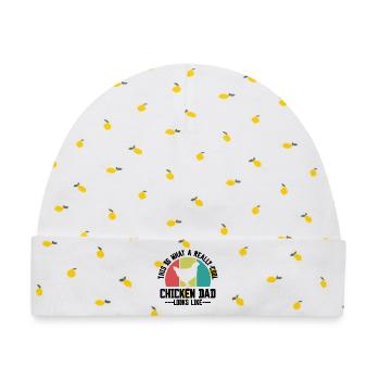 Huhn Papa Spruch Retro - Baby Premium Organic Mütze - Weiß/Zitronengelb - Vorne