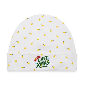 Last Xmas Brush Logo - Baby Premium Organic Mütze - Weiß/Zitronengelb - Vorne
