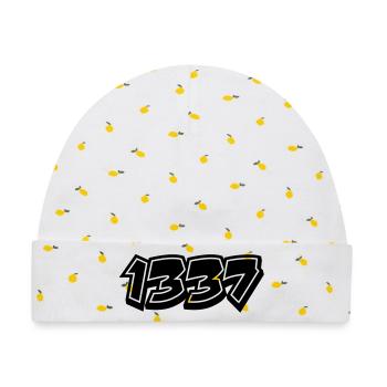 leet Noob N00b 1337 - Baby Premium Organic Mütze - Weiß/Zitronengelb - Vorne