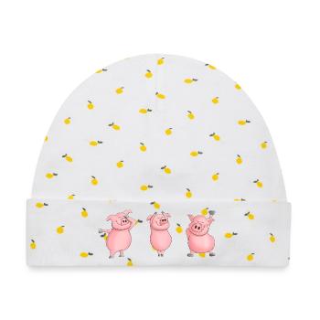 Ulkige Schweinchen - Baby Premium Organic Mütze - Weiß/Zitronengelb - Vorne