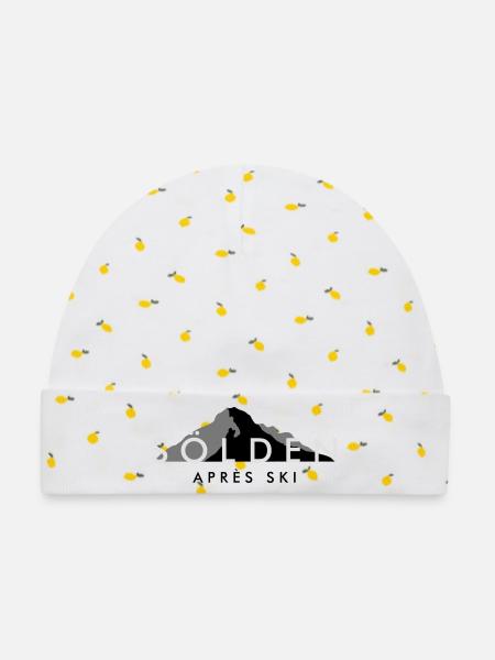 Sölden Apres Ski Berge Wintersport - Baby Premium Organic Mütze - Weiß/Zitronengelb