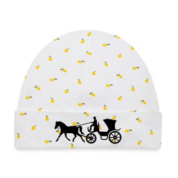 kutsche kutscher pferd geschenkidee - Baby Premium Organic Mütze - Weiß/Zitronengelb - Vorne