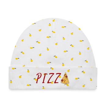 PIZZA - Baby Premium Organic Mütze - Weiß/Zitronengelb - Vorne