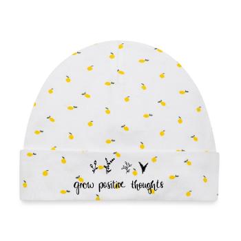 grow positiv thoughts - Natur - Baby Premium Organic Mütze - Weiß/Zitronengelb - Vorne