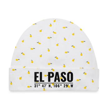 El Paso Vintage Koordinaten Shirt - Baby Premium Organic Mütze - Weiß/Zitronengelb - Vorne