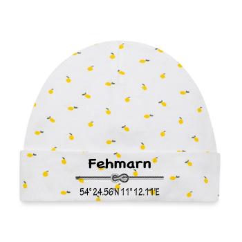 Fehmarn - Baby Premium Organic Mütze - Weiß/Zitronengelb - Vorne