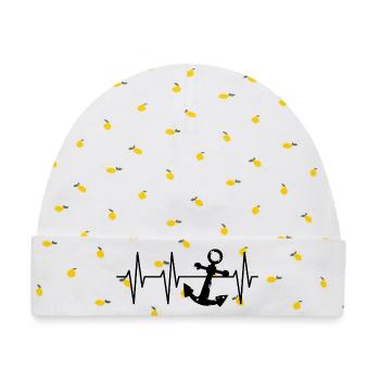 Anker puls ekg Symbol Herzschlag See Kapitän icon - Baby Premium Organic Mütze - Weiß/Zitronengelb - Vorne
