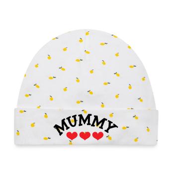 Mama / Muttertag - Baby Premium Organic Mütze - Weiß/Zitronengelb - Vorne