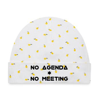 No Agenda No meeting - Baby Premium Organic Mütze - Weiß/Zitronengelb - Vorne