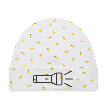 Taschenlampen-Linien-Symbol - Baby Premium Organic Mütze - Weiß/Zitronengelb - Vorne