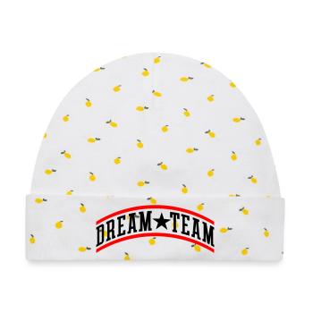 Dream Team Teamwork - Baby Premium Organic Mütze - Weiß/Zitronengelb - Vorne