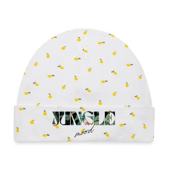 Jungle Mood Tropischer Schriftzug - Baby Premium Organic Mütze - Weiß/Zitronengelb - Vorne