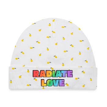 Strahlen Sie Liebe Regenbogen aus - Baby Premium Organic Mütze - Weiß/Zitronengelb - Vorne