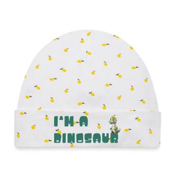 Ich bin ein Dinosaurier – verspielt Typo-Design - Baby Premium Organic Mütze - Weiß/Zitronengelb - Vorne