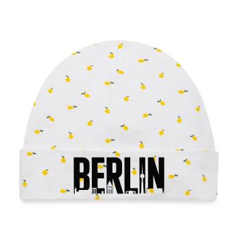 Berliner Skyline-Silhouette - Baby Premium Organic Mütze - Weiß/Zitronengelb - Vorne