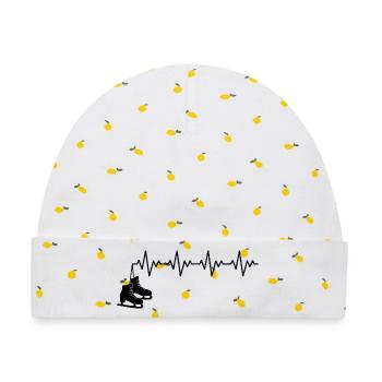 Schlittschuhe Eiskunstläufer Schlittschuh EKG - Baby Premium Organic Mütze - Weiß/Zitronengelb - Vorne