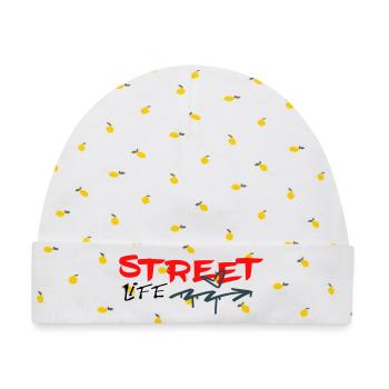 Street Life Graffiti  - Baby Premium Organic Mütze - Weiß/Zitronengelb - Vorne