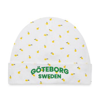 Göteborg, Schweden im grünen Kurventext - Baby Premium Organic Mütze - Weiß/Zitronengelb - Vorne