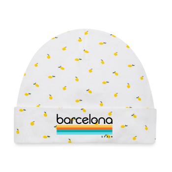 Barcelona - Spain - Spanien - Espana - Baby Premium Organic Mütze - Weiß/Zitronengelb - Vorne