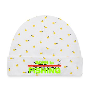 BORN TO FISHING! ANGELN IST MEHR ALS EIN HOBBY - Baby Premium Organic Mütze - Weiß/Zitronengelb - Vorne