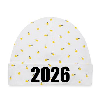 2026 - Baby Premium Organic Mütze - Weiß/Zitronengelb - Vorne