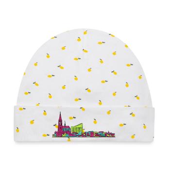 Straßburger Skyline Kathedrale Linienkunst - Baby Premium Organic Mütze - Weiß/Zitronengelb - Vorne
